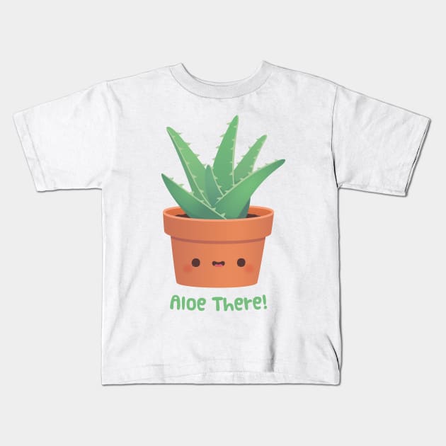 Cute Aloe Vera Aloe There Pun Greeting Kids T-Shirt by rustydoodle